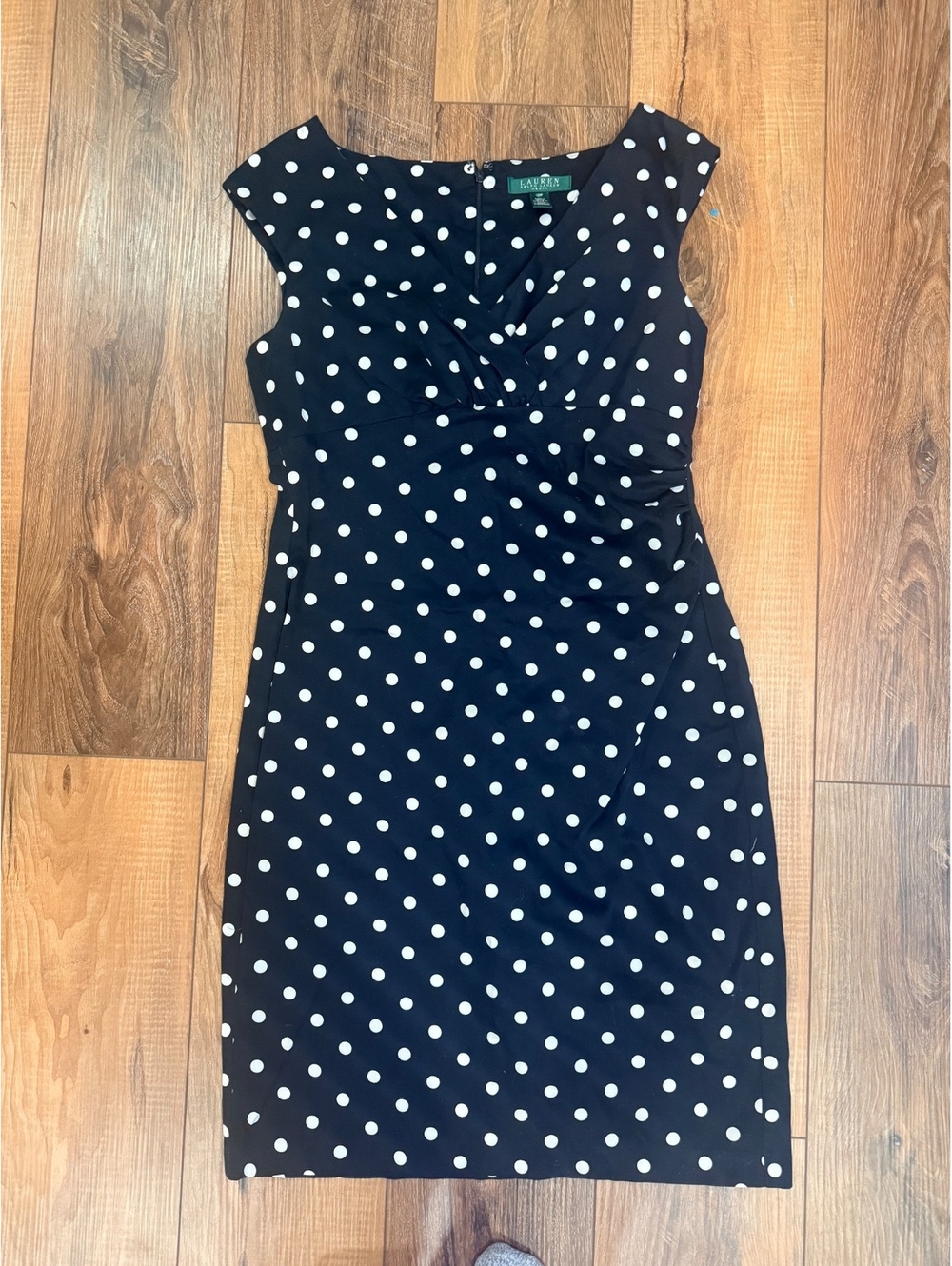 Lauren Ralph Lauren Women's Black and White Polka Dot Dress Size 12P